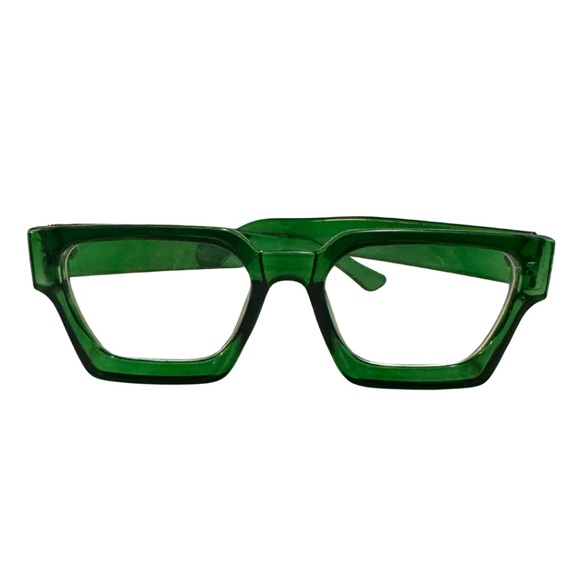 Accessories - Green Plastic Square Frame Blue Light Glasses